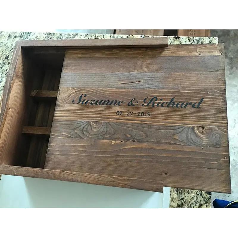 Personalized Wine Box 3 bottle,Personalized Whiskey Box, sliding lid wooden Wine Box