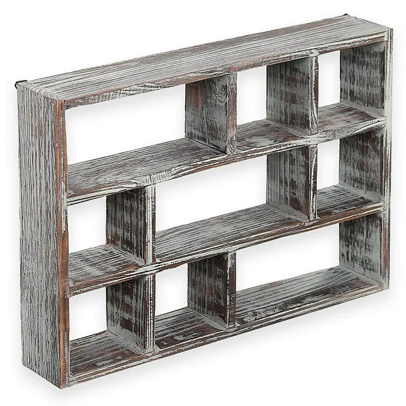Rustic Wooden Wall Mountable Shadow Box Display Shelfmail holder  coat key rack wall shelf shelf mount wall bracket wood decord