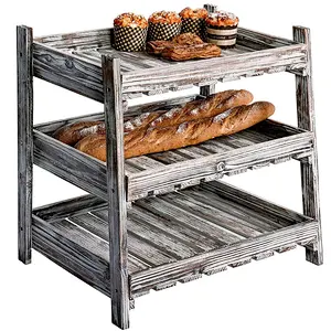 Catchall Valet Tray-Multipurpose 3-Tier Country Rustic Wood Crate Design Tabletop Organizer Display Rack