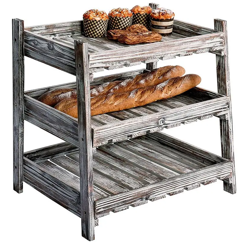 Catchall Valet Tray-Multipurpose 3-Tier Country Rustic Wood Crate Design Tabletop Organizer Display Rack