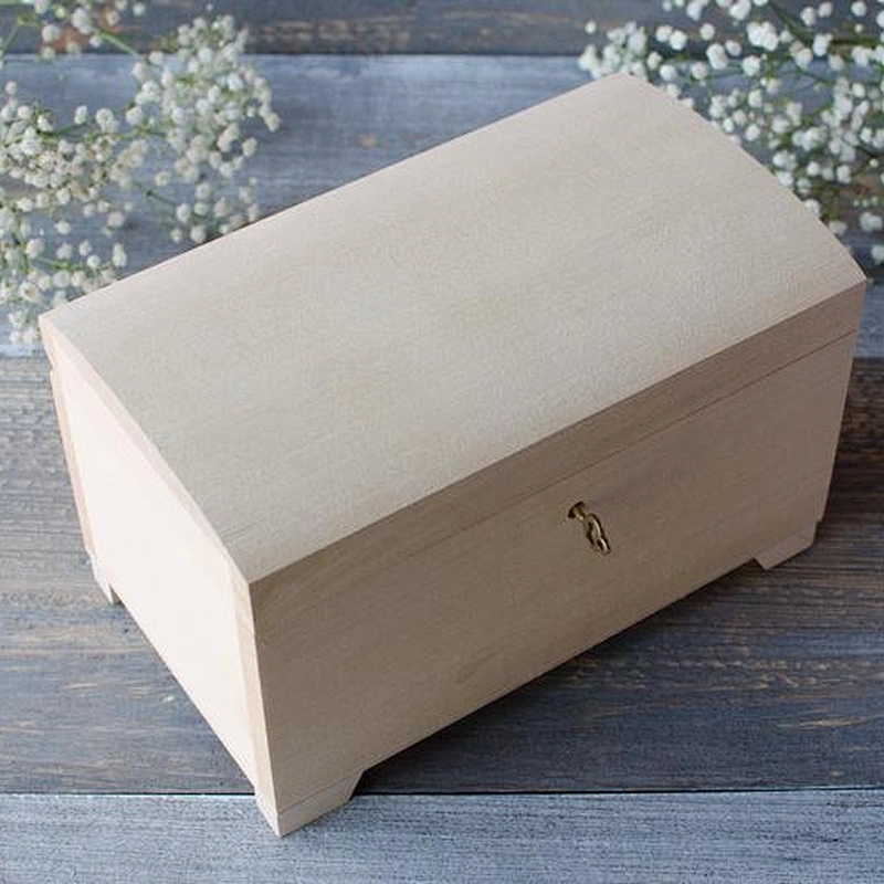 Unfinished big wooden box closed with key,natural wood, lockable,box with lock,two compartments 2020