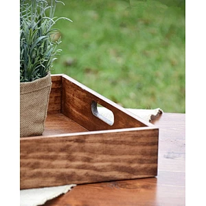 Wood tray, Rustic Solid Wood Tray Farmhouse Breakfast  Serving Coffee Table Tray