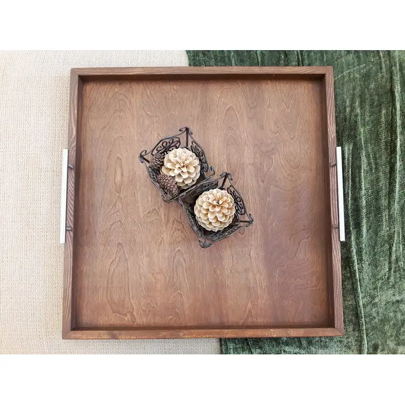 MODERN Ottoman Tray Oversized Wooden Tray  Square Coffee Table Tray 24 x 24