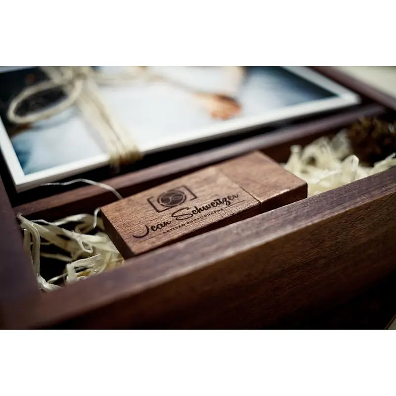 5 Wooden photo box for 4x6 prints | Maple engraved box for photos and usb packaging