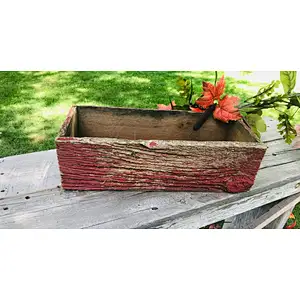 Rustic vintage red crate planter