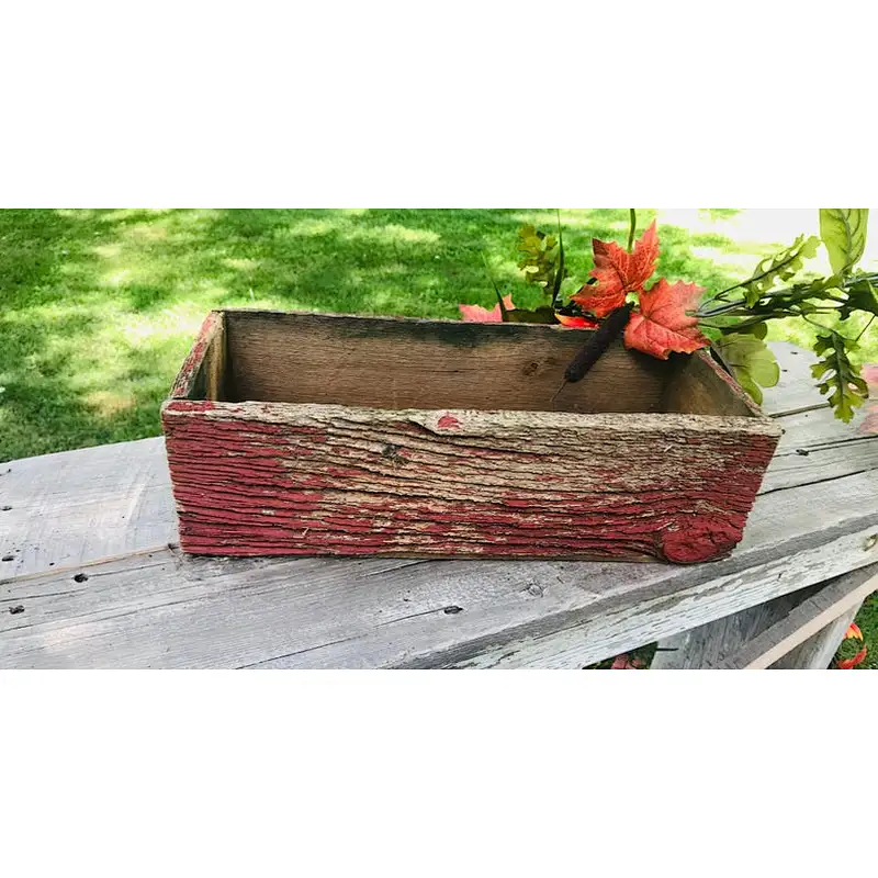 Rustic vintage red crate planter