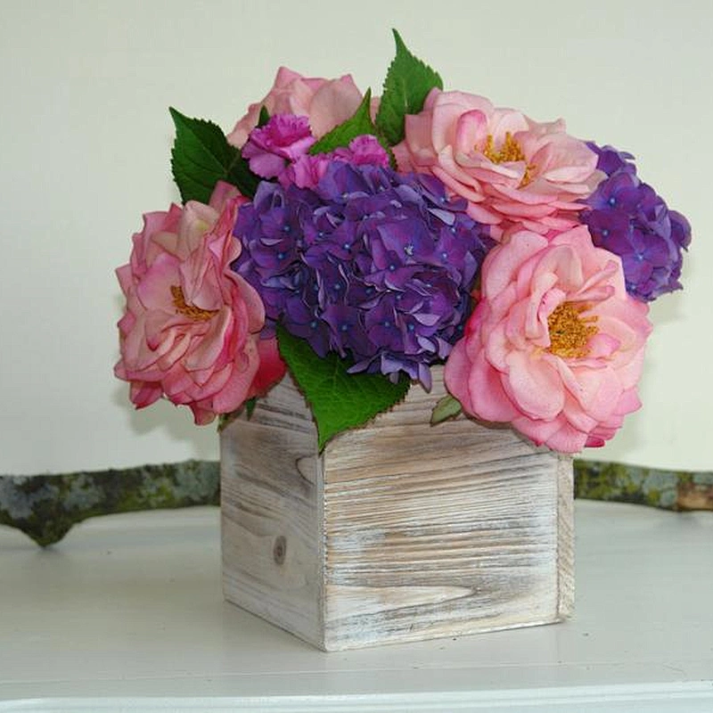 wood boxes woodland planter flower box rustic pot vases wedding wooden boxes rustic hydrangea wedding bouquet arrangement center