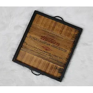 Western Ammo Wood serving tray, ottoman tray, wood crate tray