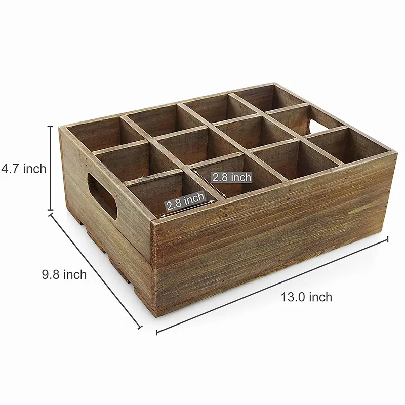 Wooden wine bottle holder, Wine Tote,  Vintage Rustic Brown Wood 12 Slot Beer Bottle Serving Crate/Beer Storage Box