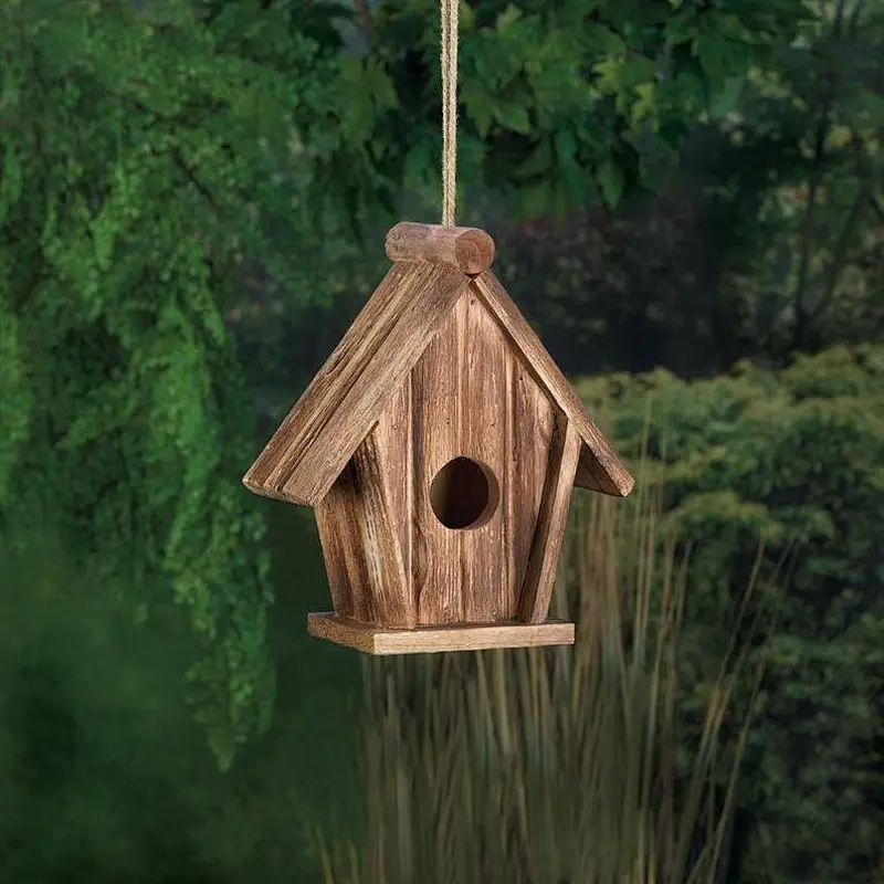 Wood Bird house Classic Rustic Wooden Hanging Outdoor Decorative durable wooden Bird House
