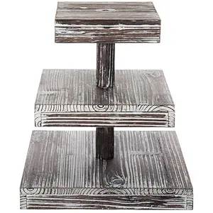 2-Inch 3-Tier Torched Wood Dessert/Appetizer Stand