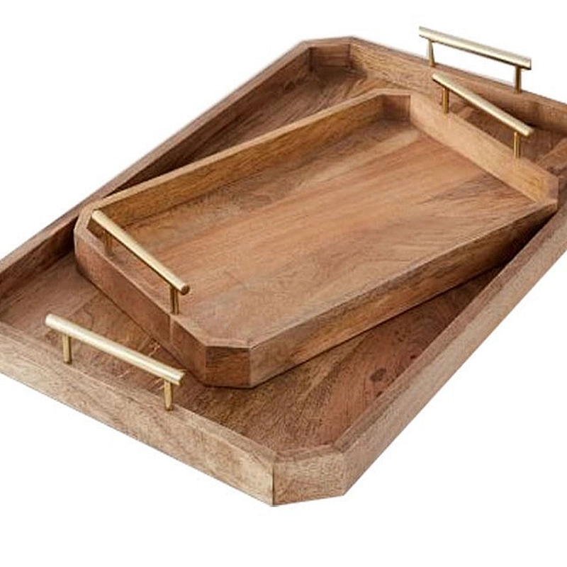 Custom Home Rustic Wood Tray Pine wooden storage ,set of 2