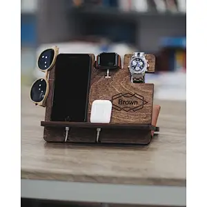 Organizer Wooden Charging Station Personalized Charging Station Apple Watch Charging Station Wood Christmas Corporate Gift