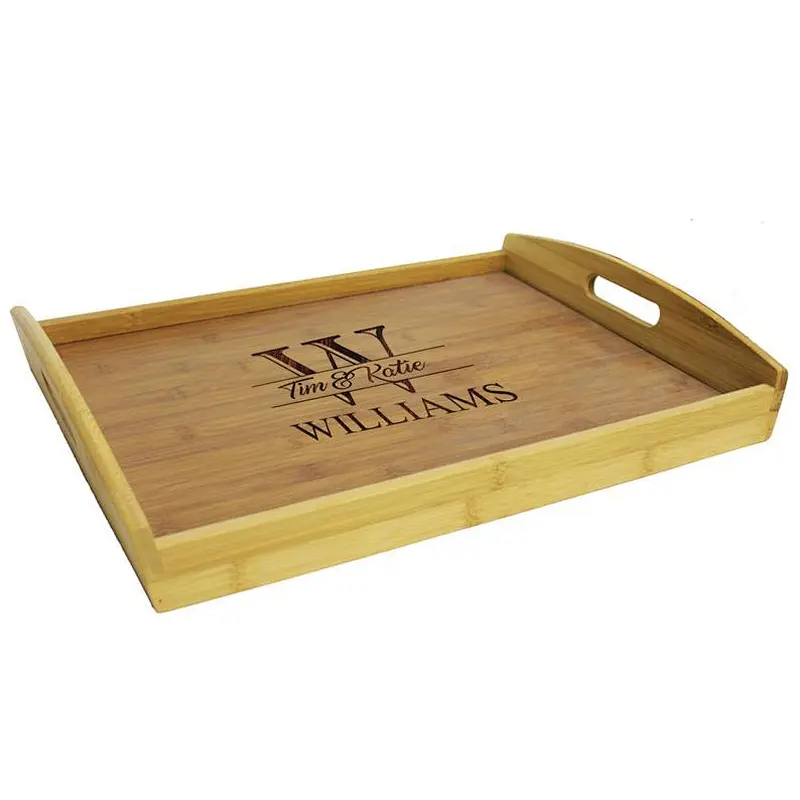 Personalized Wood Tray, Serving Tray with Handles, Wood Serving Custom Tray