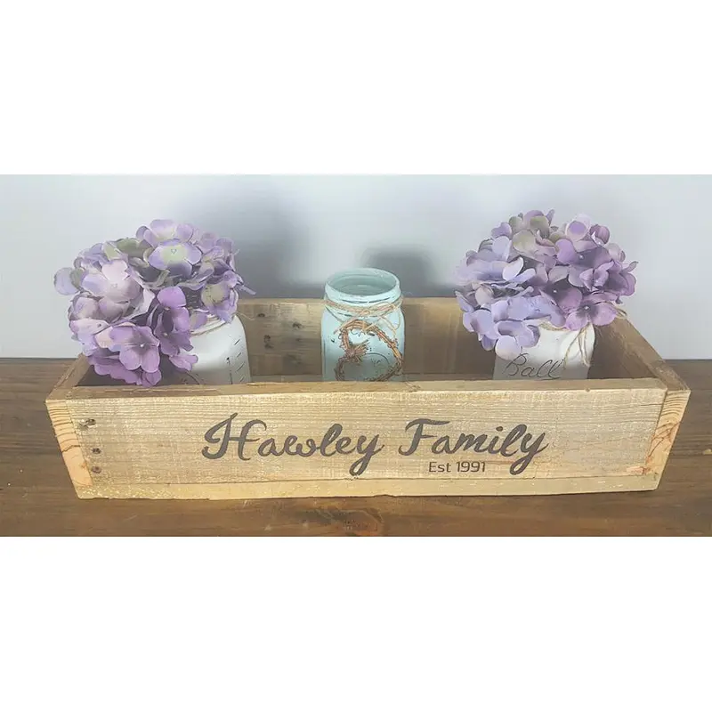 Rustic personalized customized bid cheaper Pallet Wood Box with Last Name Est Date Centerpiece Wood Box Mantel Wood Box crates