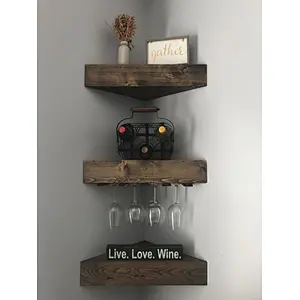 Corner Wine Rack  6 Glasses Wall Mounted Shelf