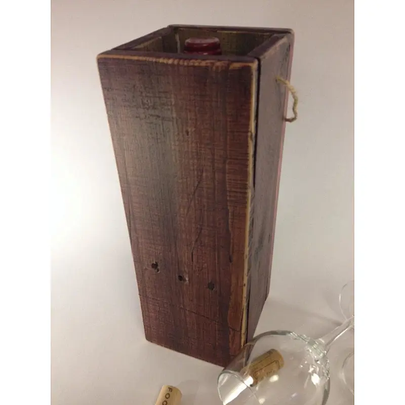 Wooden Wine Tote | Reclaimed Wine Carrier,wooden crate box