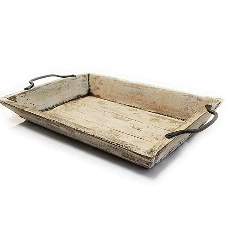Solid Hardwood Ottoman rustic oversized19 inch square table tray