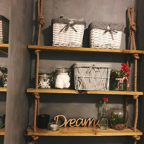 Wall Decor.Rope Shelf.Knick Knack Shelf Rustic Home Decor.Dorm Room Decor