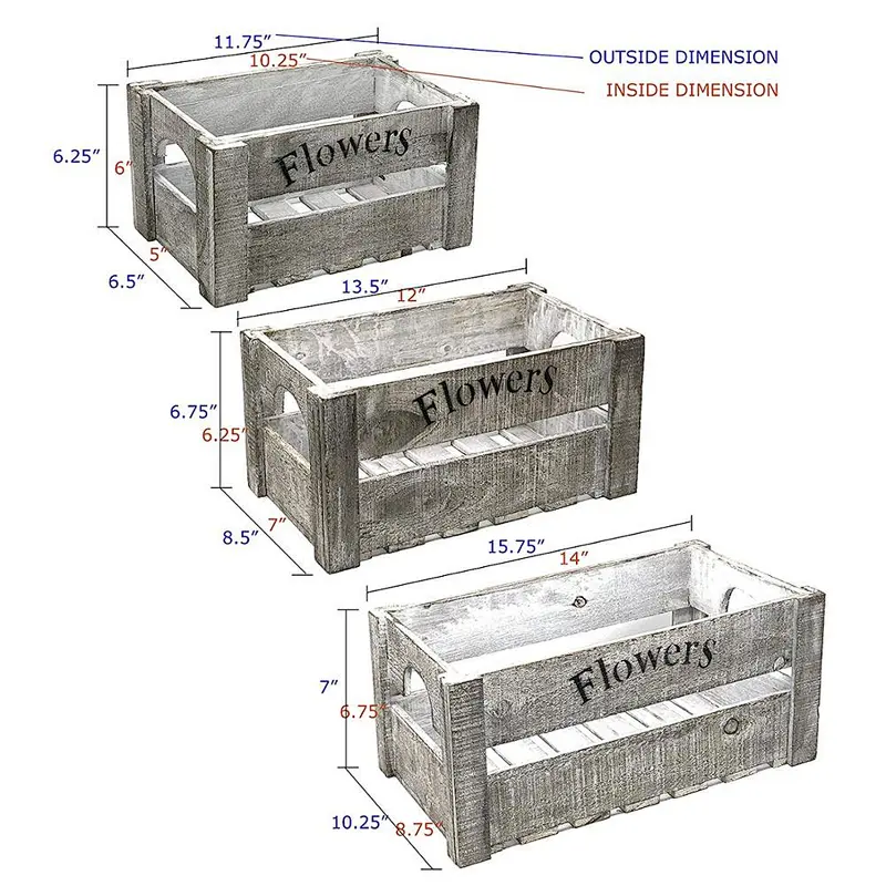 Wooden Boxes Planter Trough for Flower pots - Indoor Outdoor Decoration - Storage Display Boxes