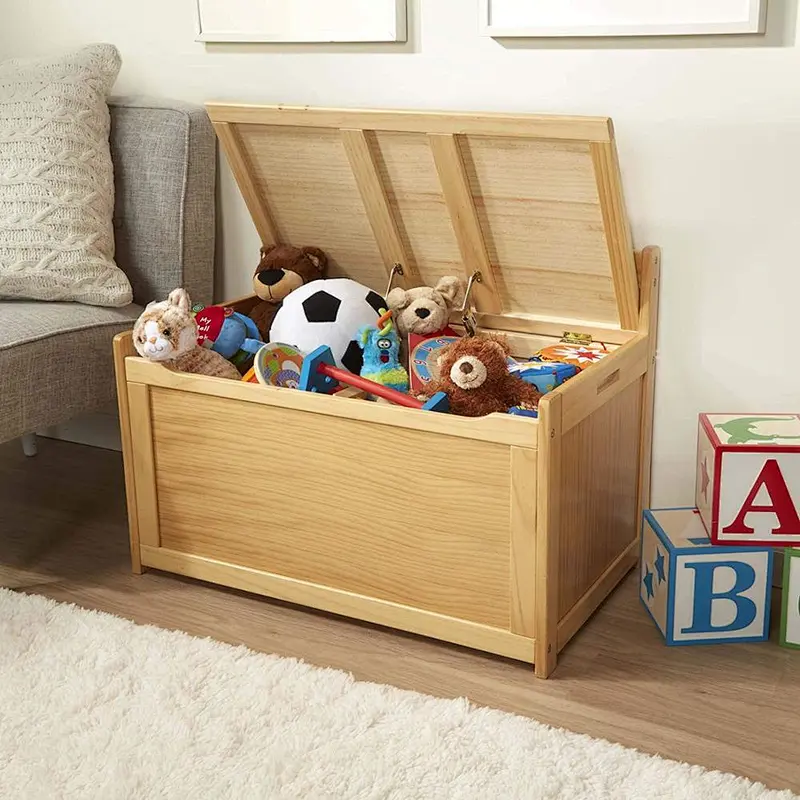 Wooden Toy Chest - Honey, Blonde, Great Gift for Girls and Boys - Best for 3, 4, 5 Year Olds and Up
