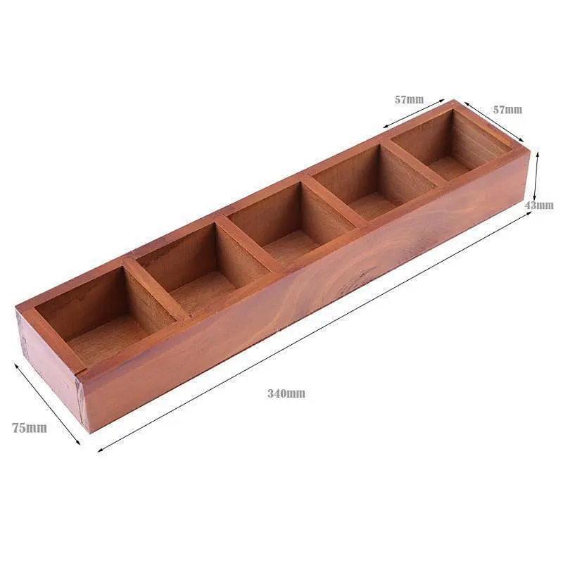 Wooden Flowerpot Succulents 5 Grids Storage Box Balcony Desktop Vintage Holder