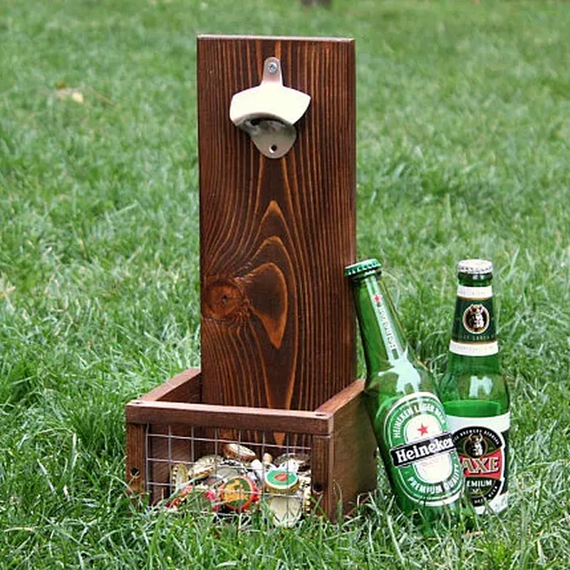 Wood bottle opener, Man's gift, Christmas Bar wooden decor