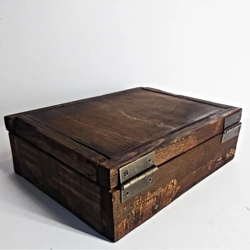 Divided Storage Case, Rustic Wooden Box with 5 Sections,  Unique Jewelry Boxes,