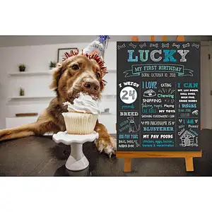 Dog Birthday Chalkboard Sign Puppy Dog  Pet 1st Birthday Chalkboard  Dog First Birthday Poster wood sigh