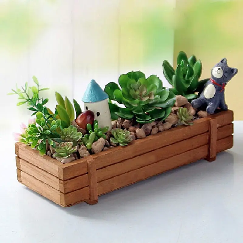 2019 Rectangle Wooden Garden Planter Window Box