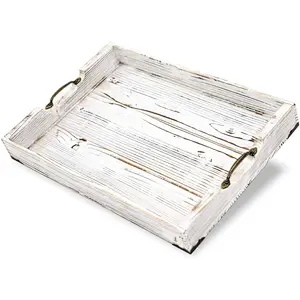 Wooden upholstered tray with handle