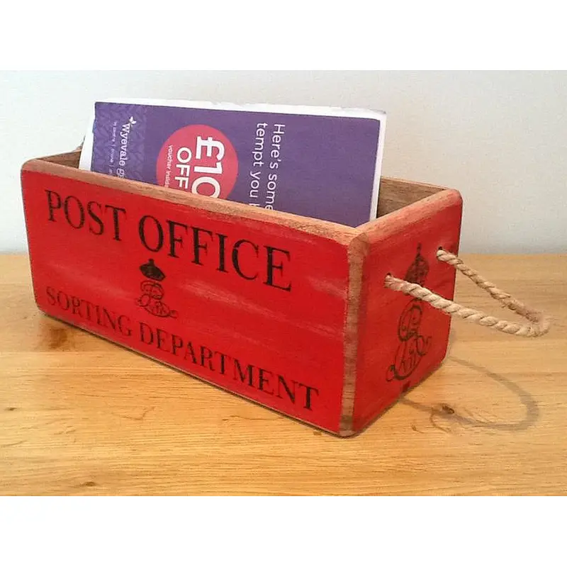 POST OFFICE retro style wooden storage crate for letters