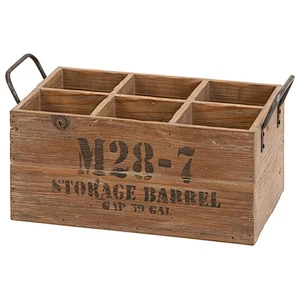 Cheap Vintage Wood Wine Divided Crate
