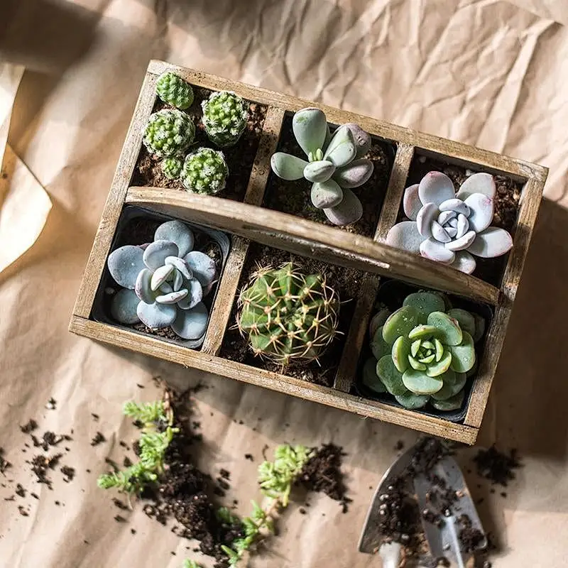 RusticReach Wooden box basket with Carry Handle-Wooden Planter Box