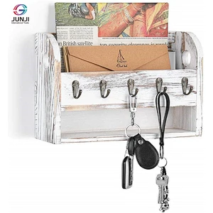 Rustic mail holder and coat key rack wall shelf wall mounted storage shelf key shelf wall