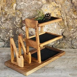Wooden phone holder phone charging stand 3 layer