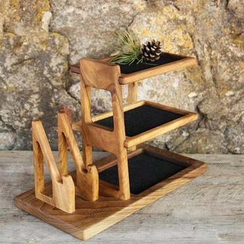 Wooden phone holder phone charging stand 3 layer