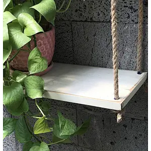 ASLINY Rustic Floating Corner Shelves Wall Mounted, 2 Tier Wood Storage Shelf Handmade (Distressed White)