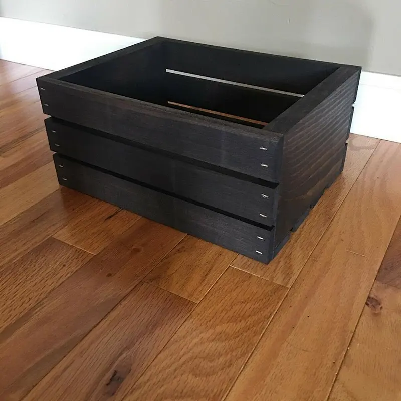 Small Vintage Distressed Pine Wood Crate For Sale
