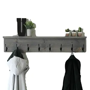 Wall shelf with hooks  book shelf wooden wall mounted shelf wall floating for bedroom