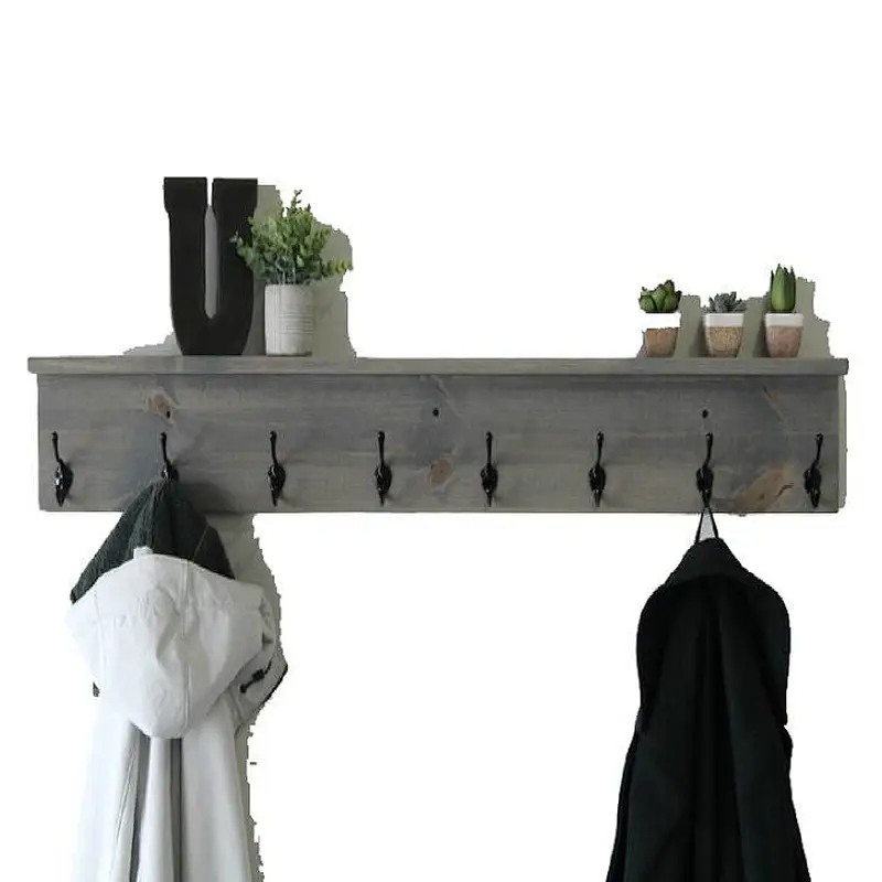 Wall shelf with hooks  book shelf wooden wall mounted shelf wall floating for bedroom