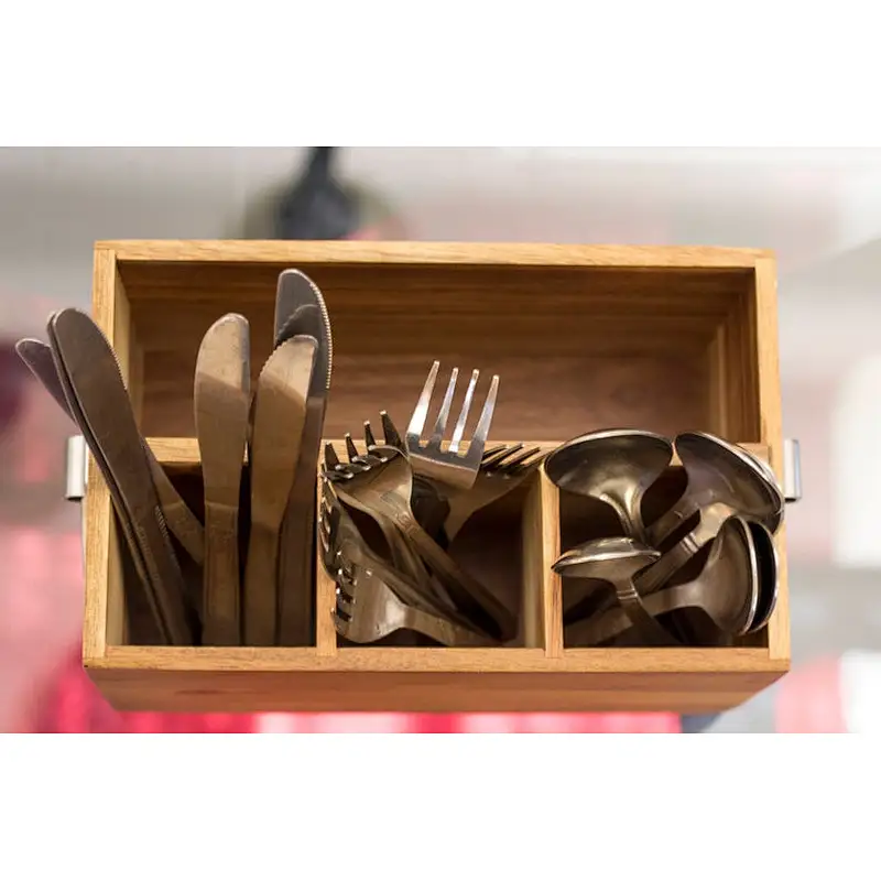 Wooden Kitchen Utensil Holder Silverware Caddy Kitchen storage box