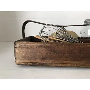 Rustic wholesale cheaper unfinished delicate decoration  Antique Wood Box - Divided Organizing Crate with Handle