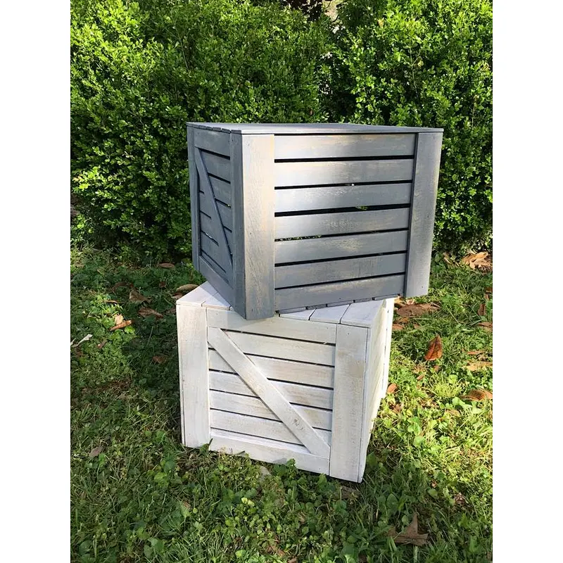 Rustic Wood Box Farm Crate with Lid for Storage,Shabby Chic Box,Vintage Style