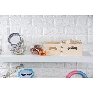 Wooden Crate - 3-Count Small Decorative Storage Caddy Set, Unfinished Wood Craft Boxes for Organizing, Books and Groceries