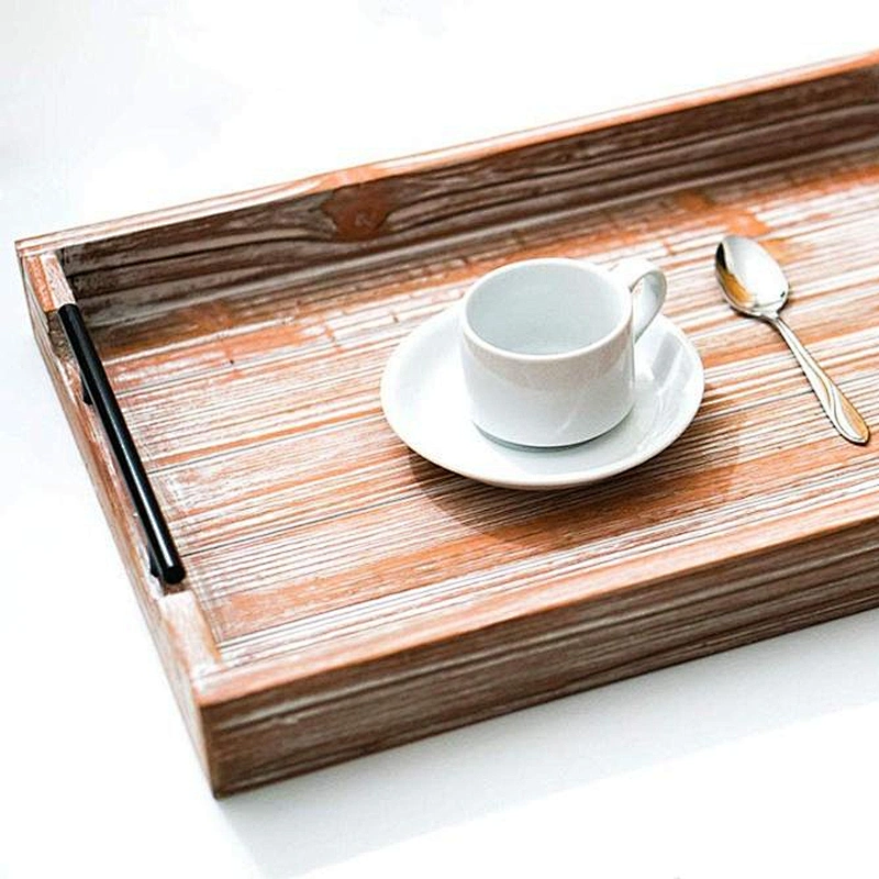 arge Decorative Farmhouse Tray - Wooden Ottoman Tray for Living Room and Kitchen - Rustic Serving and Decor Trays