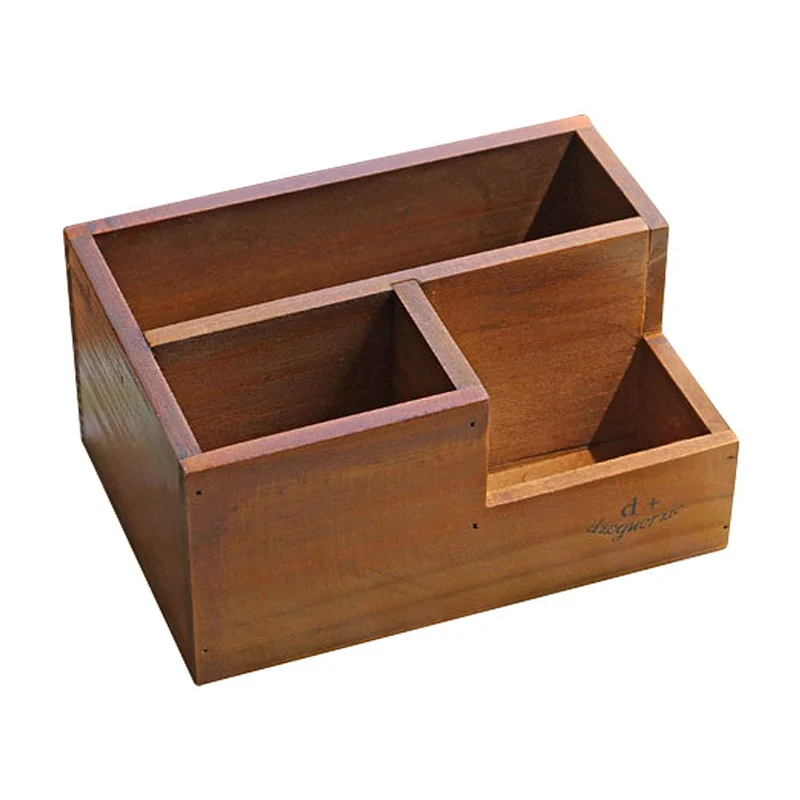 Wooden Succulent Flower Planter Box Desk Organizer Pencil Holder