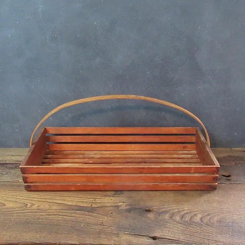 Vintage Wooden  Tote, Wooden Crate Carrier, Vintage Wood Tray with Handle, Farmhouse Decor