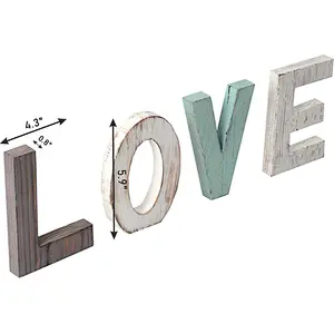 Rustic Wood Dream & Love Signs Home Decor  Freestanding Wooden Letters Cutouts for Home Decor| Multi-Color Wooden Signs