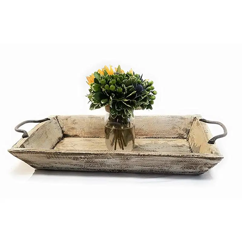 Solid Hardwood Ottoman rustic oversized19 inch square table tray